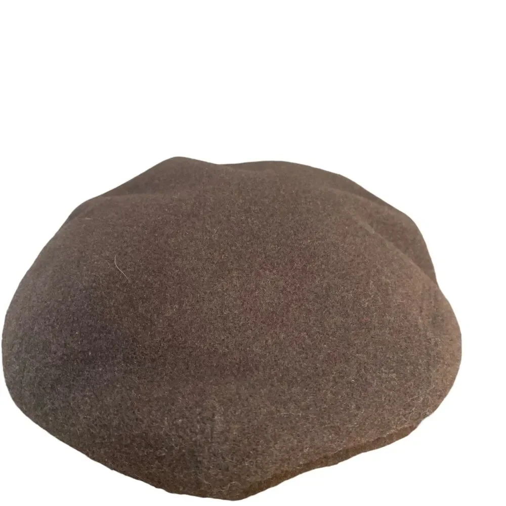 Vintage John Lewis Chocolate Brown Wool Newsboy Cabbie Hat M Classic Italy